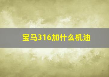 宝马316加什么机油