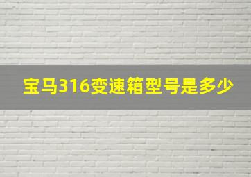 宝马316变速箱型号是多少