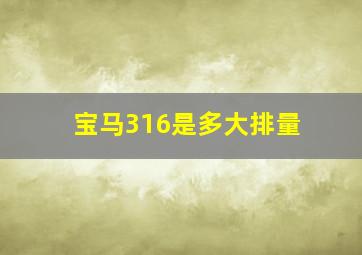 宝马316是多大排量