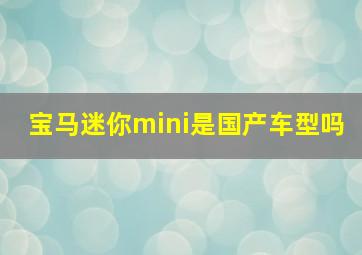 宝马迷你mini是国产车型吗