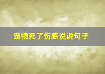 宠物死了伤感说说句子