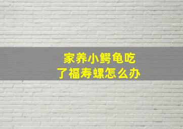 家养小鳄龟吃了福寿螺怎么办