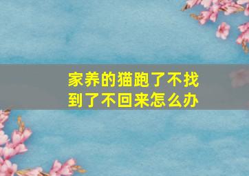 家养的猫跑了不找到了不回来怎么办