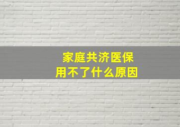 家庭共济医保用不了什么原因