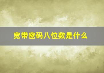 宽带密码八位数是什么