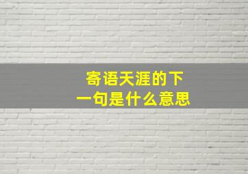 寄语天涯的下一句是什么意思