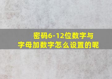 密码6-12位数字与字母加数字怎么设置的呢