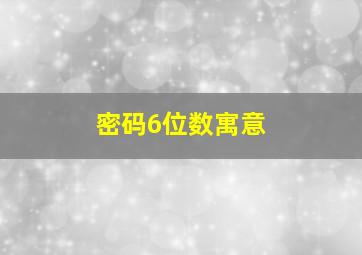 密码6位数寓意