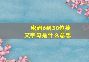 密码6到30位英文字母是什么意思