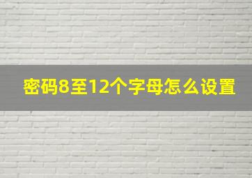 密码8至12个字母怎么设置