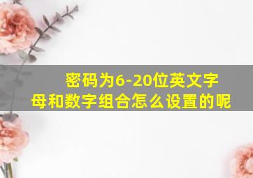 密码为6-20位英文字母和数字组合怎么设置的呢