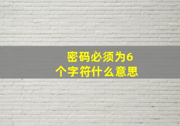 密码必须为6个字符什么意思