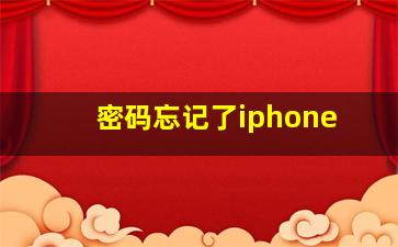 密码忘记了iphone