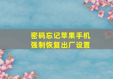 密码忘记苹果手机强制恢复出厂设置