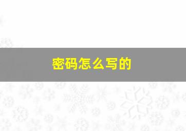 密码怎么写的