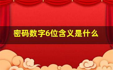 密码数字6位含义是什么