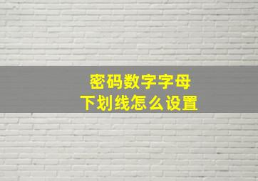 密码数字字母下划线怎么设置