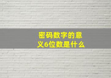 密码数字的意义6位数是什么