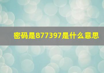 密码是877397是什么意思