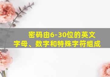 密码由6-30位的英文字母、数字和特殊字符组成