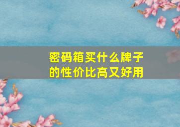 密码箱买什么牌子的性价比高又好用