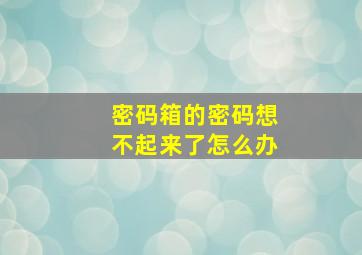 密码箱的密码想不起来了怎么办