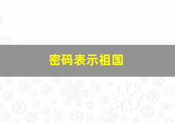 密码表示祖国