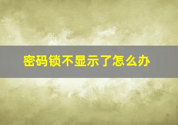 密码锁不显示了怎么办