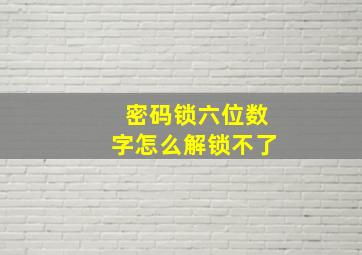 密码锁六位数字怎么解锁不了