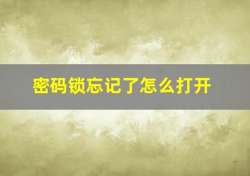 密码锁忘记了怎么打开