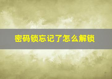 密码锁忘记了怎么解锁