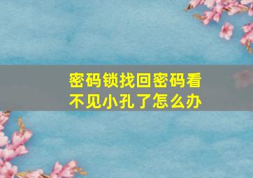 密码锁找回密码看不见小孔了怎么办