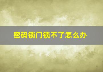 密码锁门锁不了怎么办