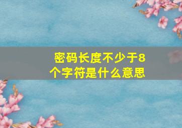 密码长度不少于8个字符是什么意思