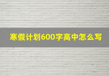 寒假计划600字高中怎么写