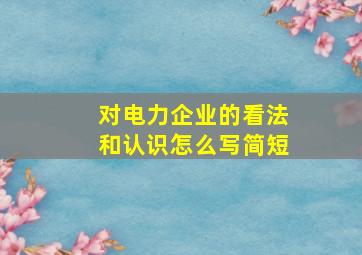 对电力企业的看法和认识怎么写简短