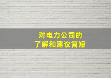 对电力公司的了解和建议简短