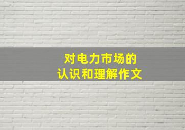 对电力市场的认识和理解作文