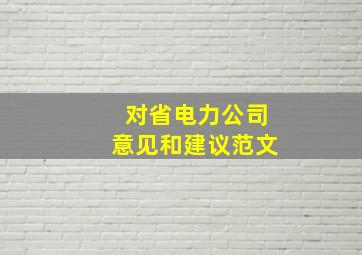 对省电力公司意见和建议范文