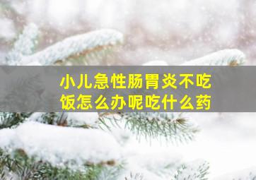 小儿急性肠胃炎不吃饭怎么办呢吃什么药