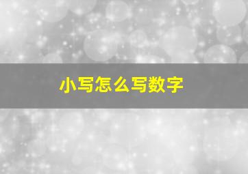 小写怎么写数字