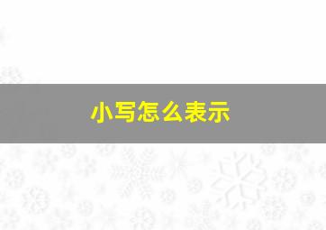 小写怎么表示