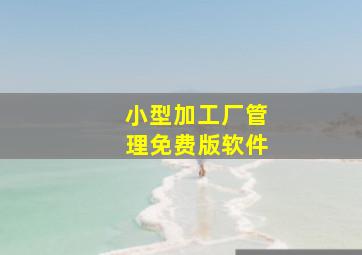 小型加工厂管理免费版软件