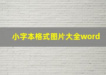 小字本格式图片大全word