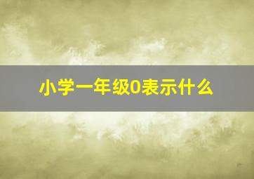 小学一年级0表示什么