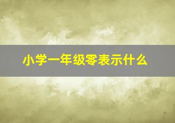 小学一年级零表示什么