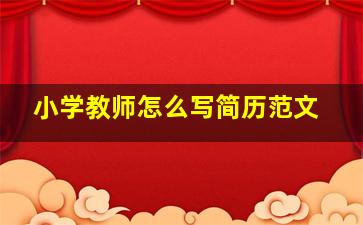 小学教师怎么写简历范文