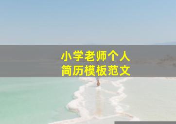 小学老师个人简历模板范文