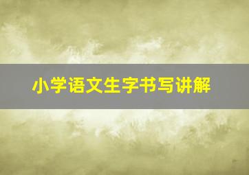 小学语文生字书写讲解