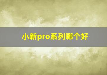 小新pro系列哪个好